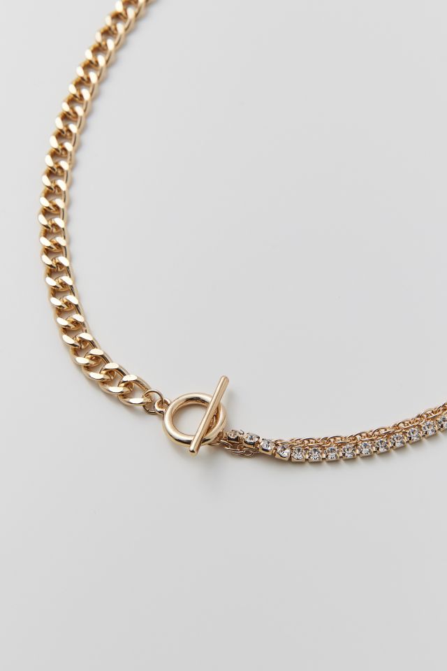 Rhinestone Toggle Curb Chain Necklace #3