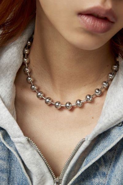Urban Outfitters Classic Ball Chain Necklace In Silver