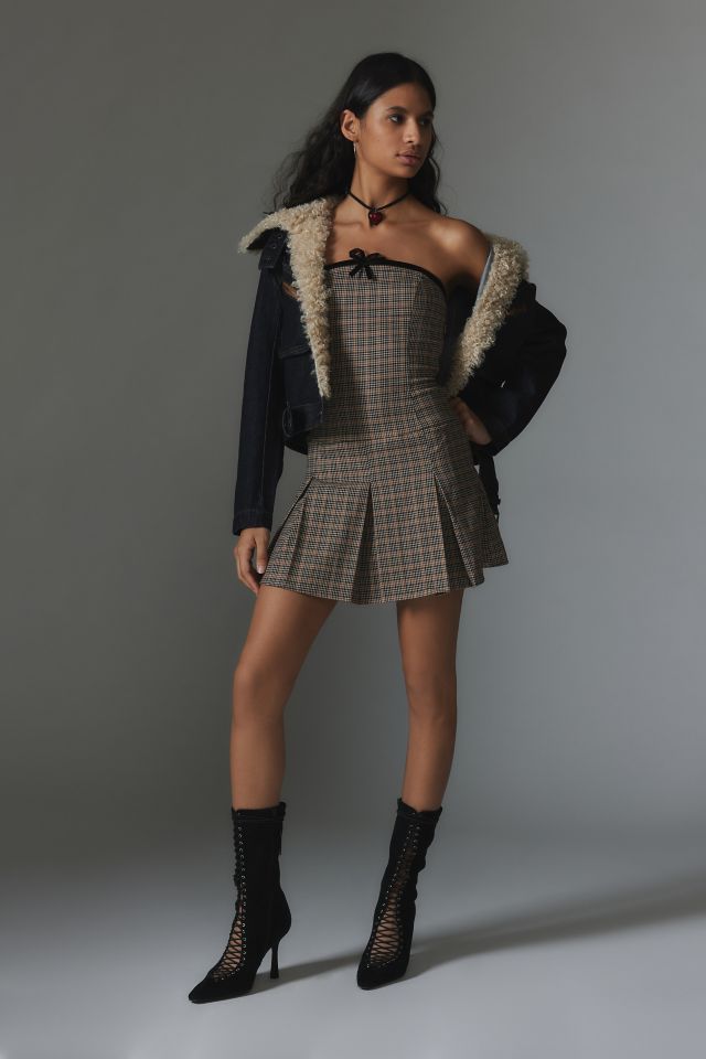 Motel Panola Plaid Strapless Mini Dress #2