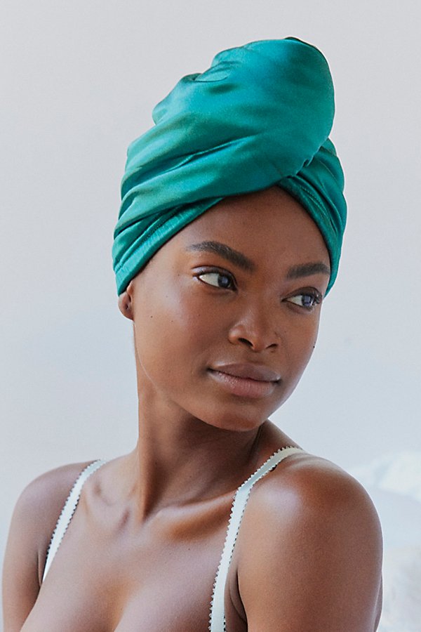 Muaves Satin Quick-drying Hair Wrap In Dark Green At Urban Outfitters
