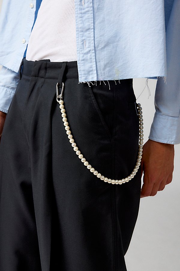 Urban Outfitters Pearl Wallet Chain In Pearl, Men's At  In Black