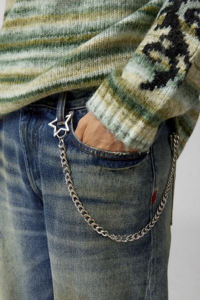 Urban Outfitters Star Clasp Wallet Chain In Silver, Men's At  In Metallic