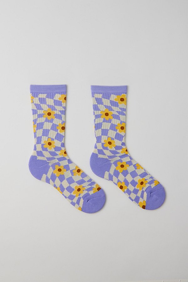 Urban Outfitters Warped Floral Crew Sock In Lavender, Men's At