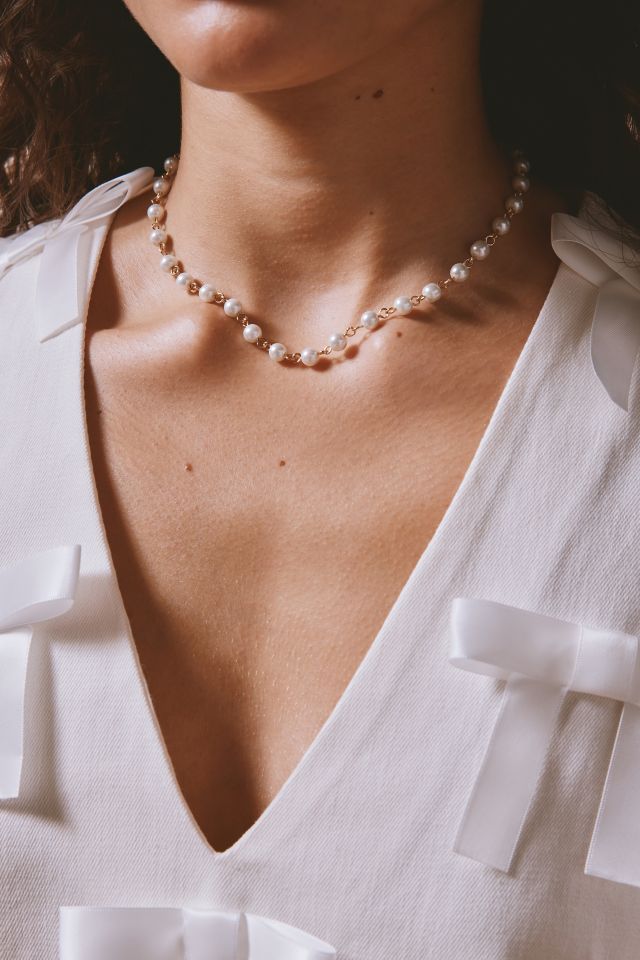 Urban Outfitters Margot Delicate Pearl Layering Necklace in Silver, Women's at Urban Outfitters