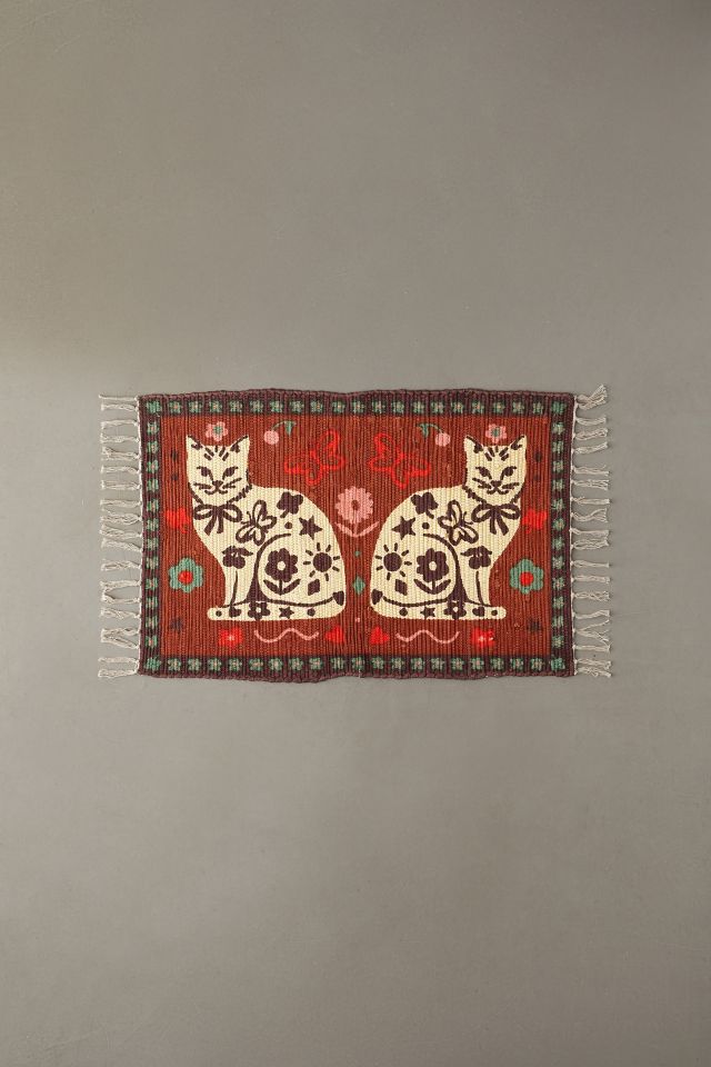 Twin Kitty Printed Rag Rug #1