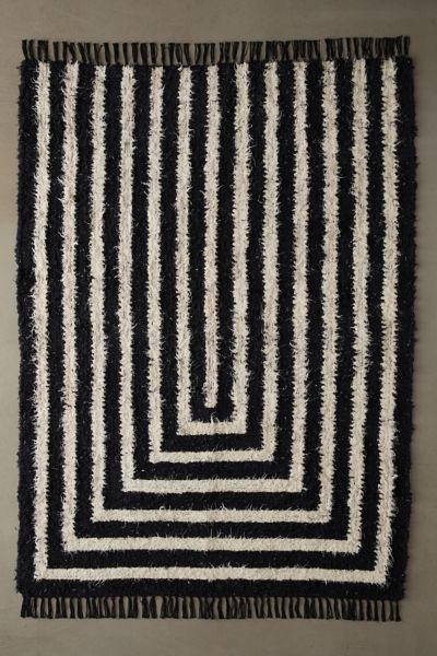 Shop Urban Outfitters Nesting Geo Shag Rag Rug In Black At