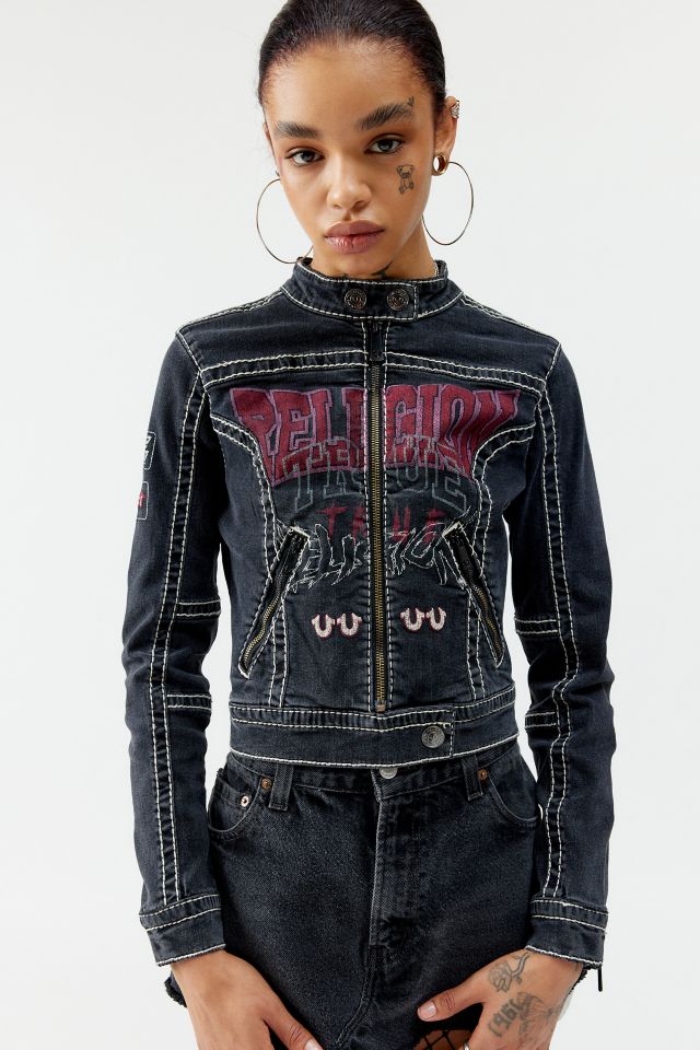 True religion hot sale black denim jacket