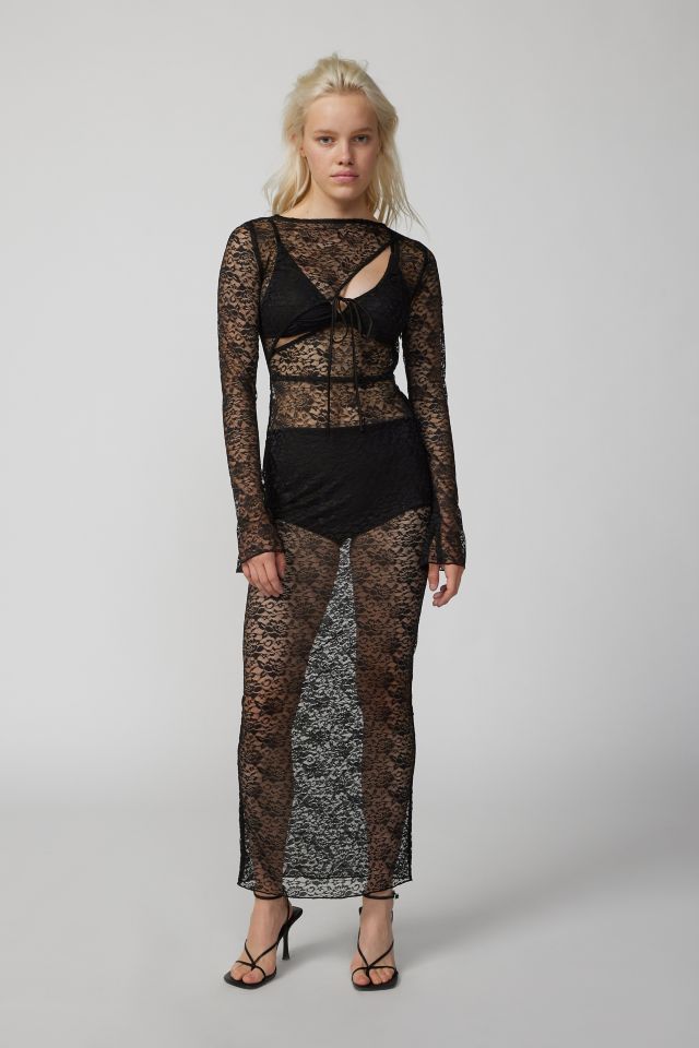 Lioness Fever Sheer Lace Maxi Dress