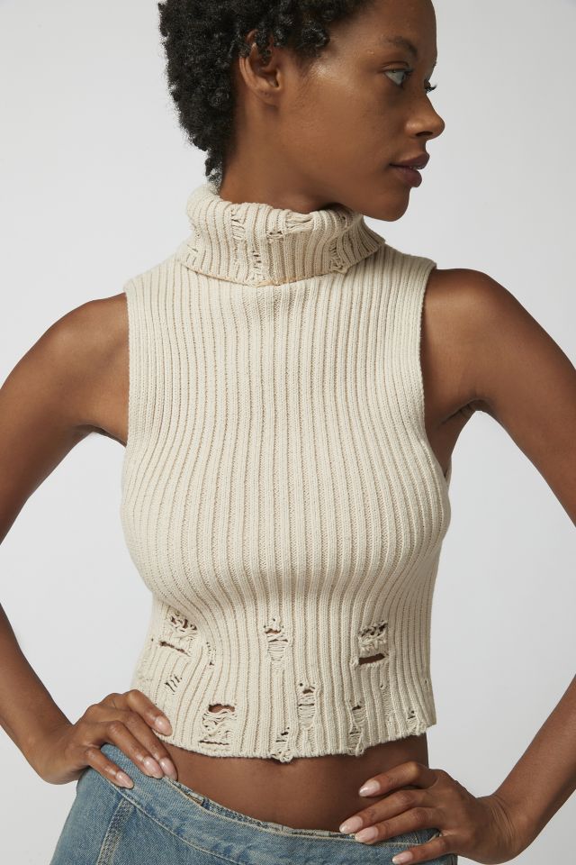 Cropped sleeveless outlet sweater