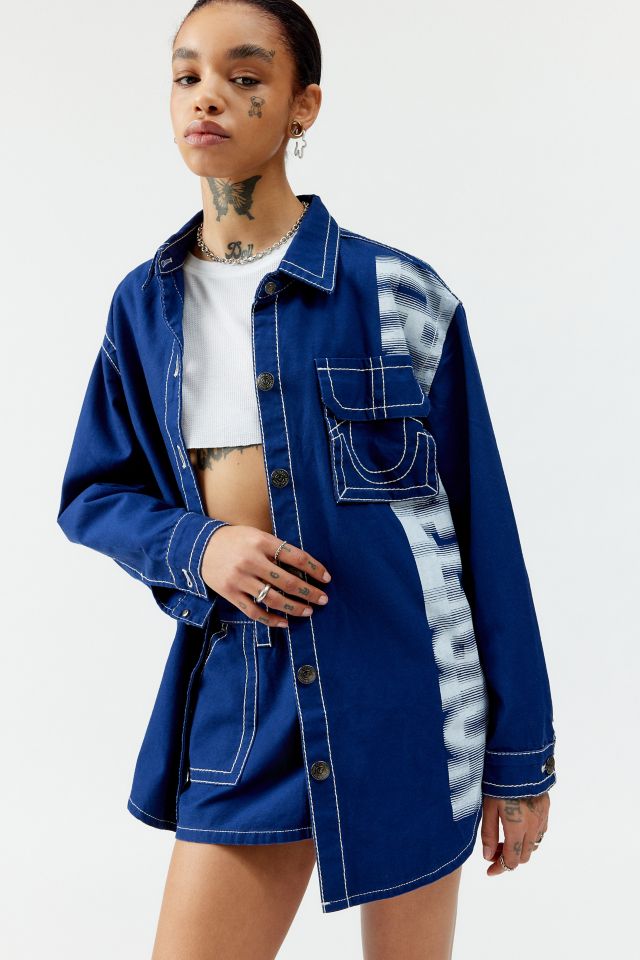 True Religion Big T Logo Shirt Jacket | Urban Outfitters