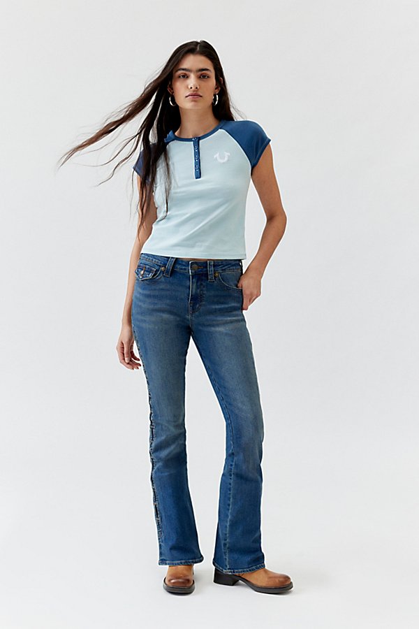 True Religion Becca Mid-rise Bootcut Jean - Cutout In Indigo, Women's At Urban Outfitters