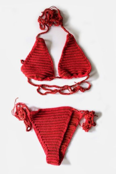 MARVES new york Pinstripe Crochet String Bikini Set | Urban Outfitters