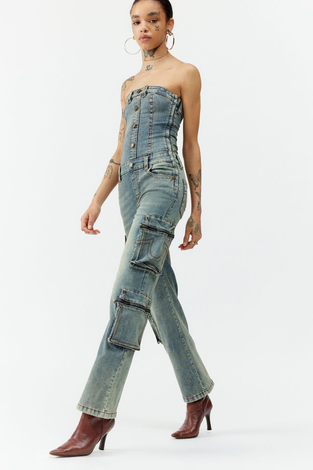 Combinaison Cargo Sans Bretelles en Denim True Religion #2