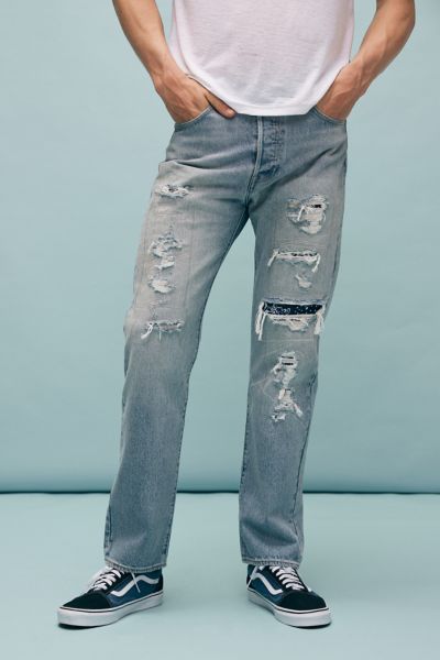 Levi's 501 '93 Destructed Straight Leg Jean In Vintage Denim Light, Men's At Urban Outfitters