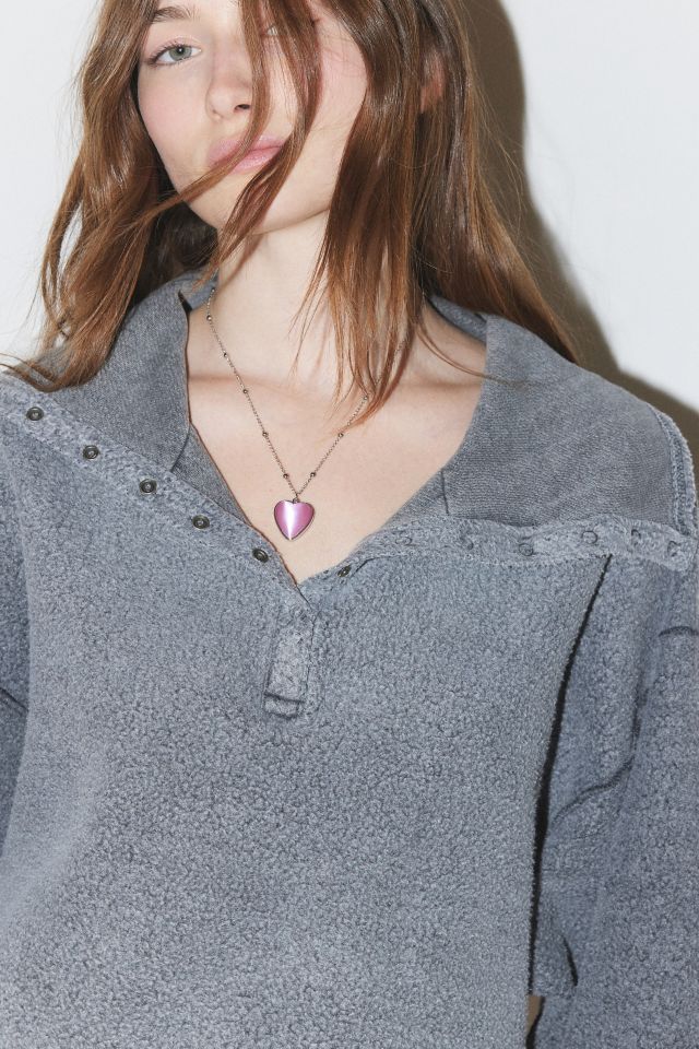 Out From Under Rain Snap Front Cropped Henley Top #2