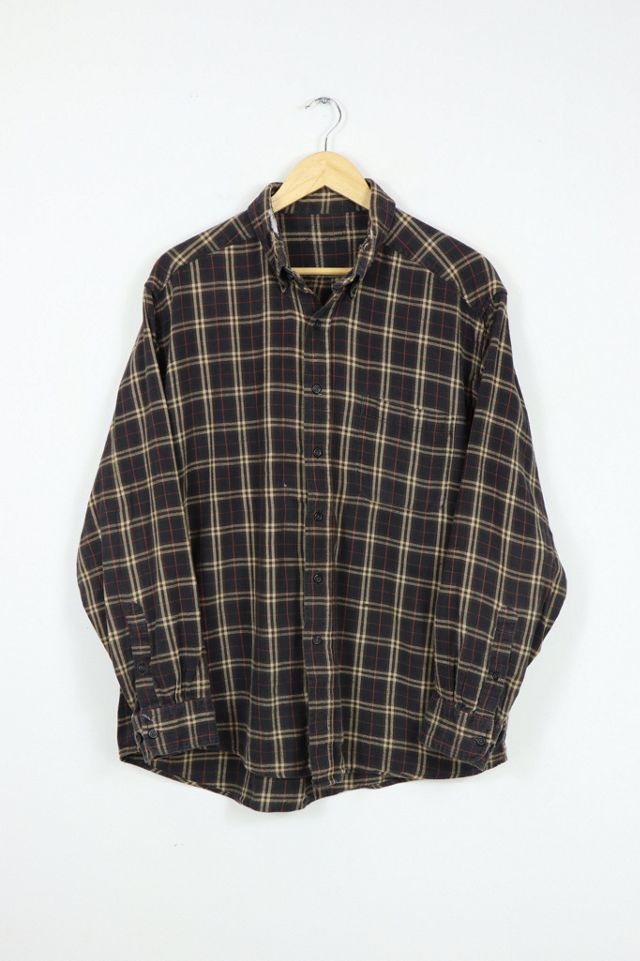 Vintage Frayed Black Plaid Button-Down Shirt | Urban Outfitters