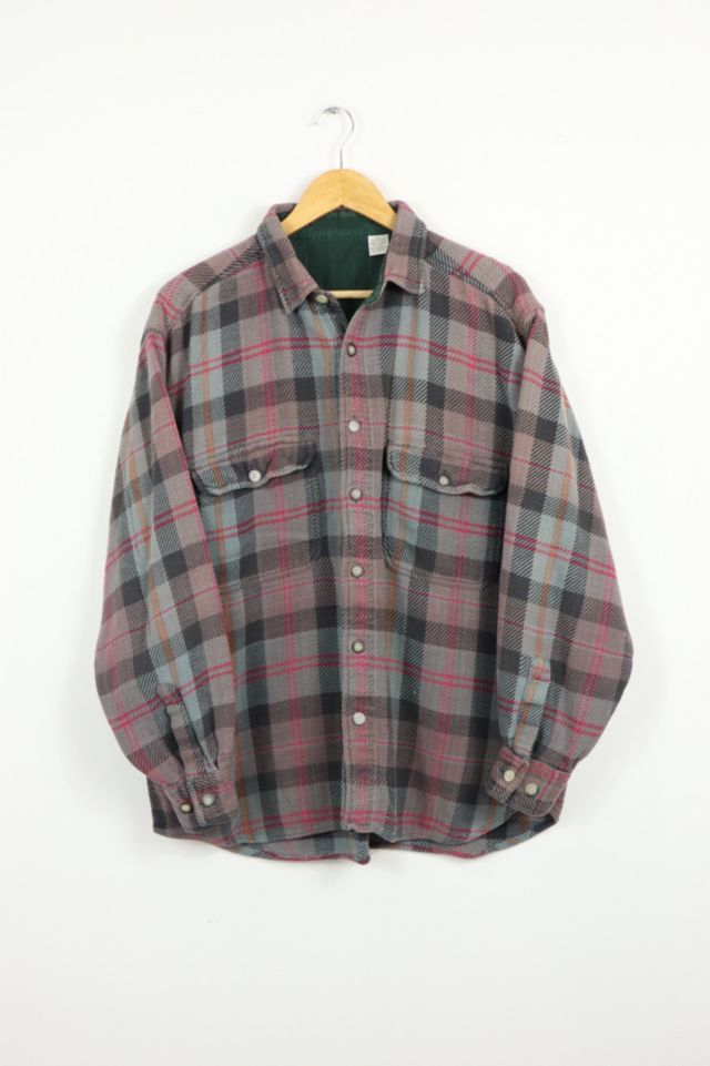 Vintage Heavyweight Grey Plaud Button-Down Shirt | Urban Outfitters