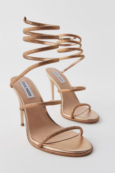 Steve Madden Women's Exotica Embellished High Heel Wrap Sandals In Bronze