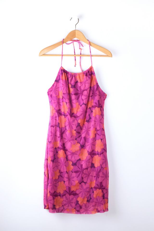 Vintage Y2k Deep Pink Halter Dress | Urban Outfitters