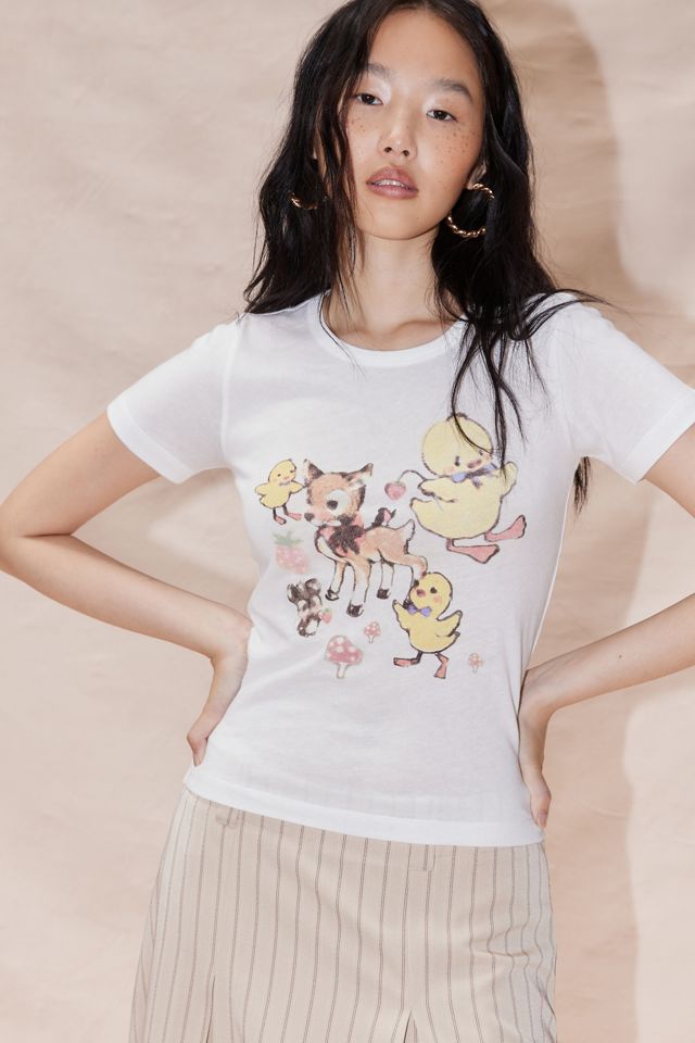 Deer & Duck Graphic Baby Tee | Urban Outfitters