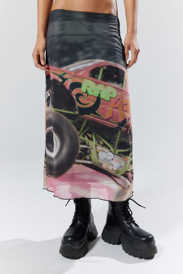 Basic Pleasure Mode Mesh Graphic Midi Skirt #1