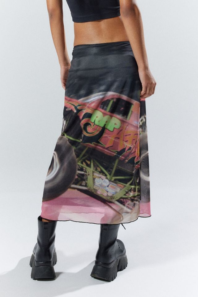 Basic Pleasure Mode Mesh Graphic Midi Skirt #3