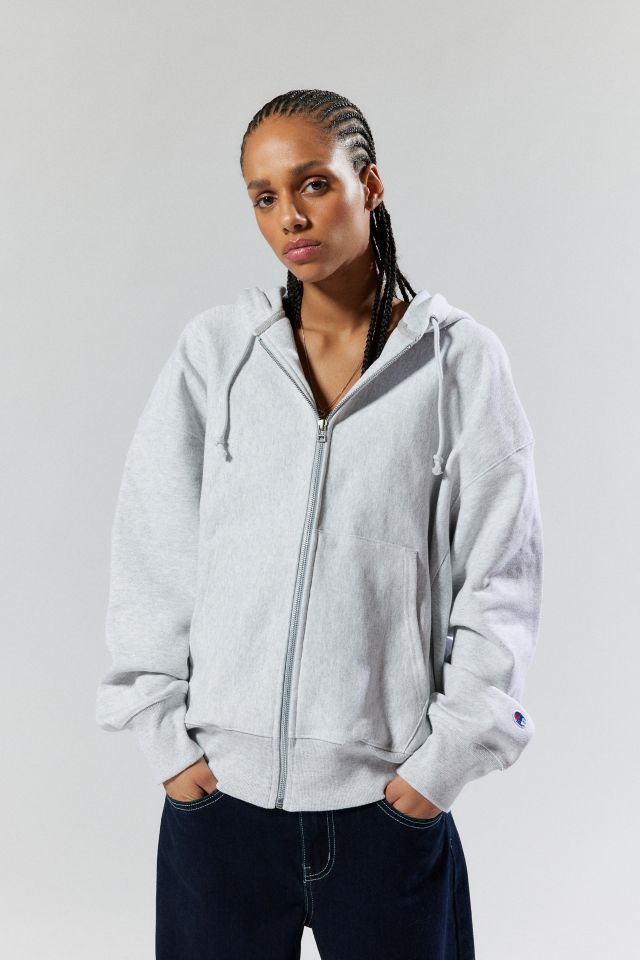 Gray champion zip online up hoodie