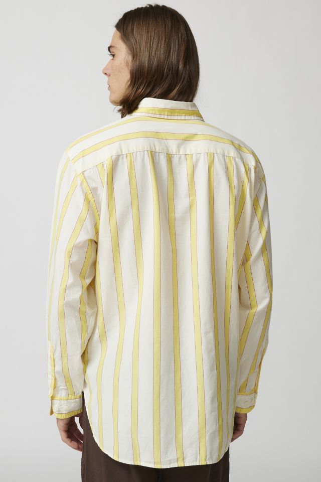 Mens yellow store striped dress shirt