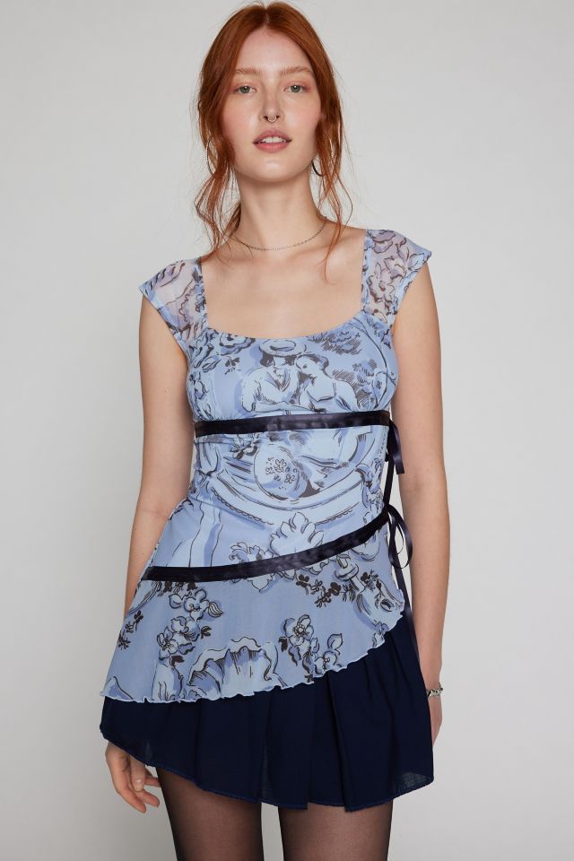 Buy AND Women Blue Lace Asymmetric Longline Top - Tops for Women