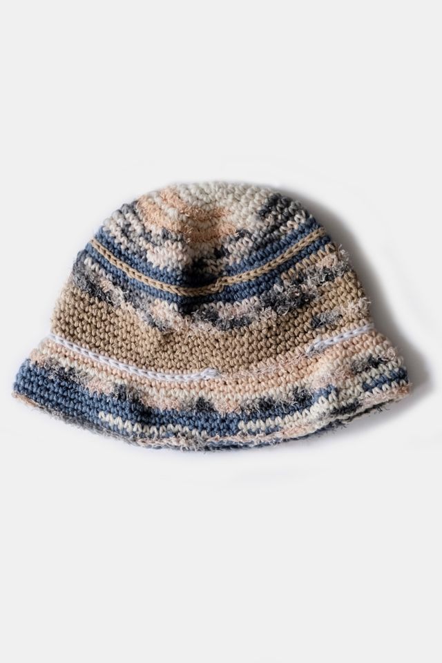 MARVES new york Reworked Scrub Blue Crochet Bucket Hat