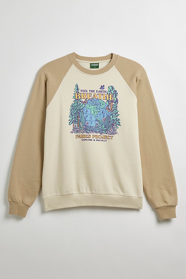 Shop Parks Project Feel The Earth Breathe Crew Neck Sweatshirt In Neutral, Men's At Urban Outfitters