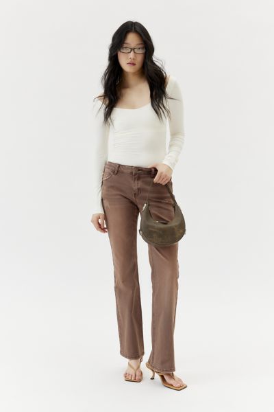 Shop Guess Originals Uo Exclusive Kit Bootcut Jean In Brown, Women's At Urban Outfitters