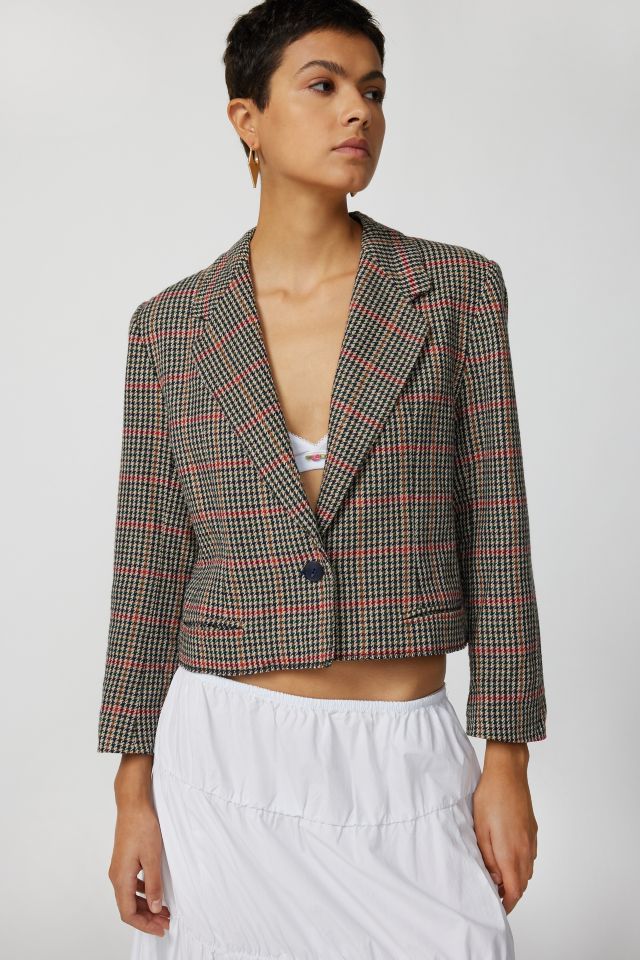 Plaid deals cropped blazer