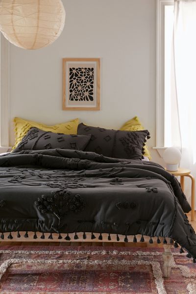 NEW Urban outfitters Dara Border Print black Tassel Duvet Cover size full/ Queen 2024