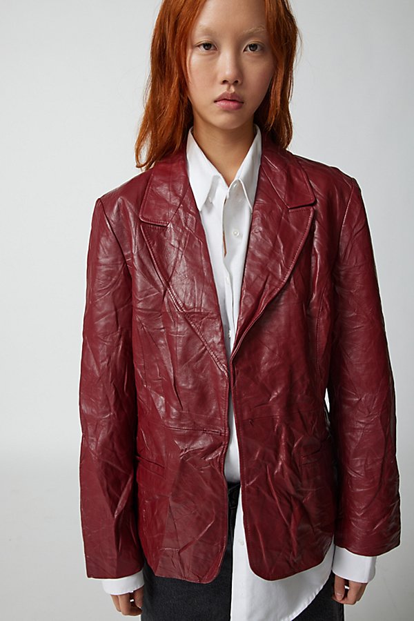 Urban Renewal Vintage Leather Blazer Jacket In Brown, Women's At Urban Outfitters