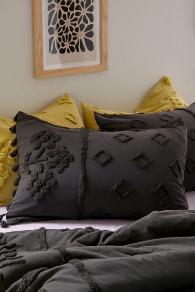 Urban Outfitters Maggie Tufted Sham Set In Charcoal At