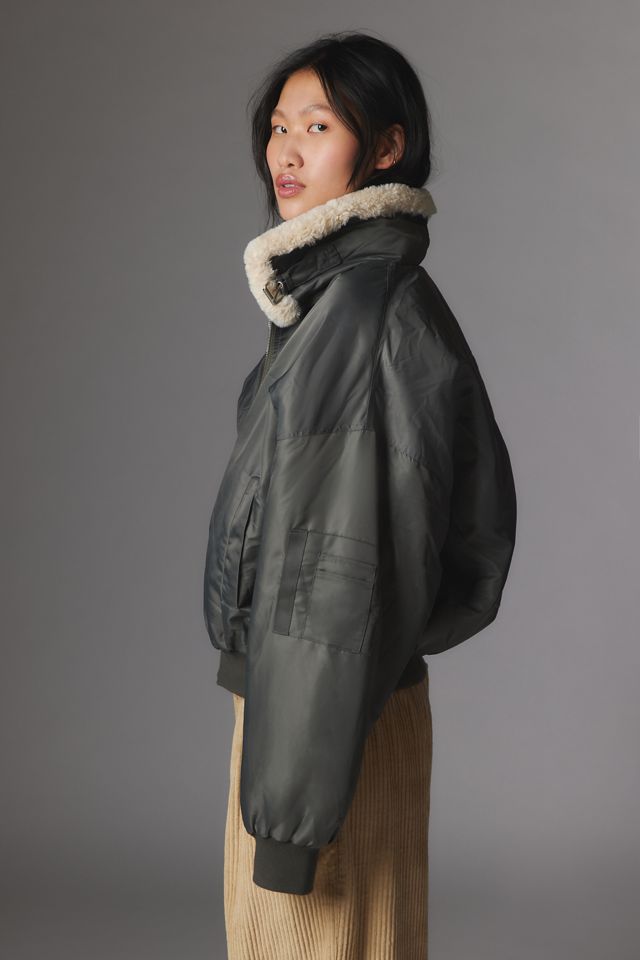 Lioness Carla Faux Fur & Faux Leather Bomber Jacket | Urban Outfitters