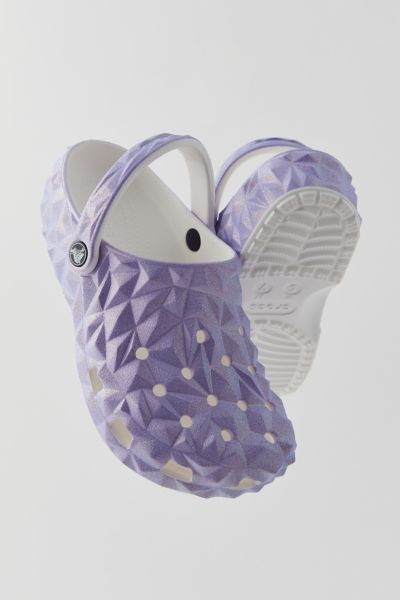 CROCS CLASSICS IRIDESCENT GEOMETRIC CLOG IN WHITE, WOMEN'S AT URBAN OUTFITTERS