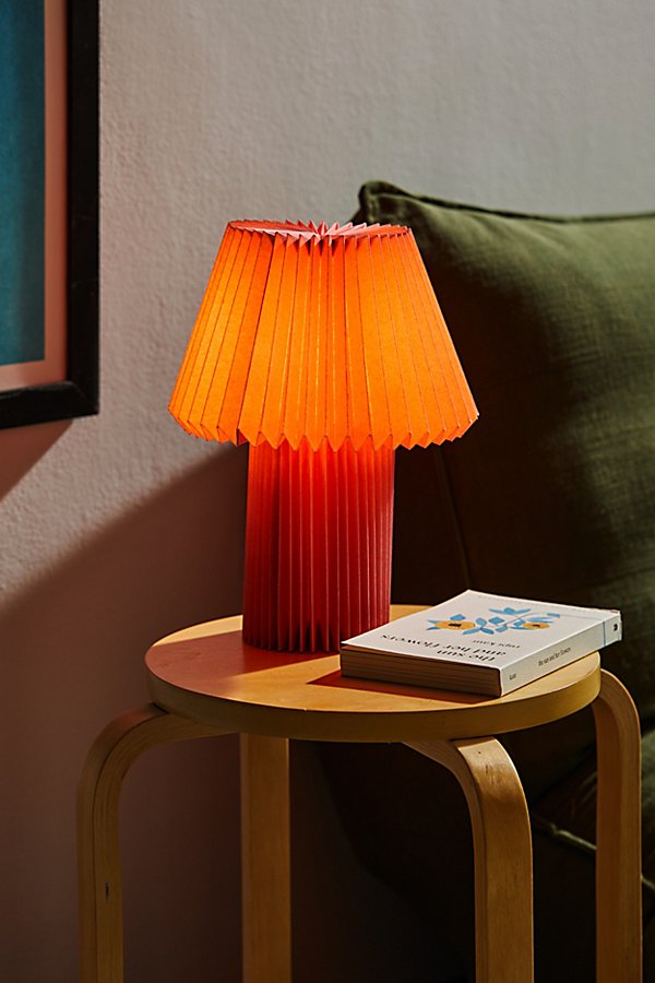 Urban Outfitters Piper Pleated Table Lamp In Blush At  In Orange
