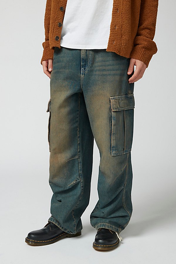 Bdg Tinted Baggy Cargo Jean In Vintage Denim Medium, Men's At Urban Outfitters