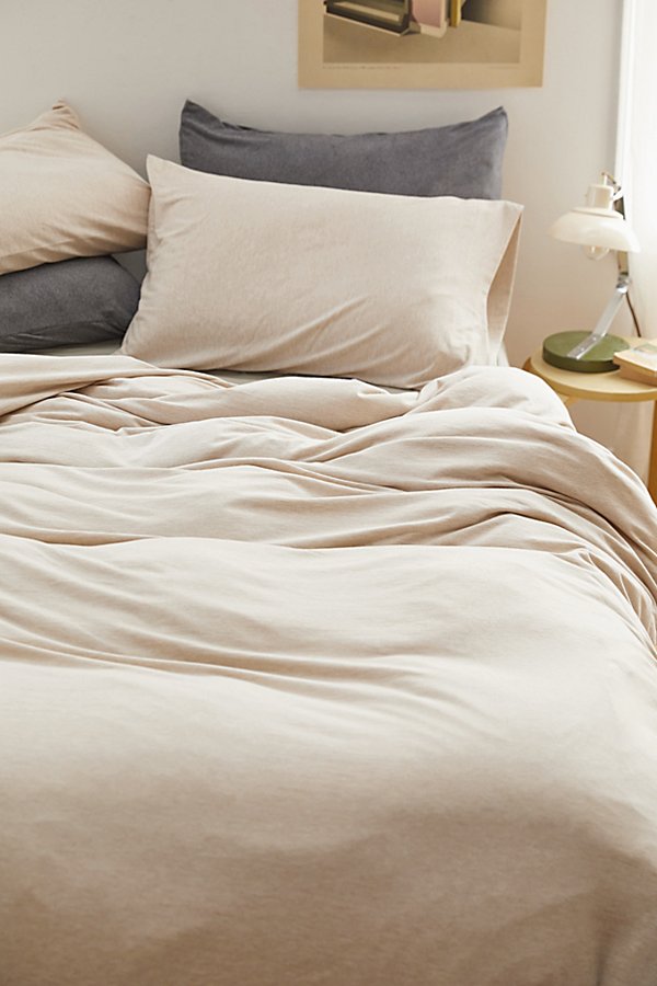 Shop Urban Outfitters T-shirt Jersey Duvet Set In Oatmeal At