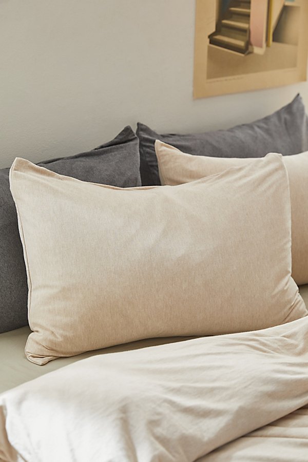 Shop Urban Outfitters T-shirt Jersey Pillowcase Set In Oatmeal At