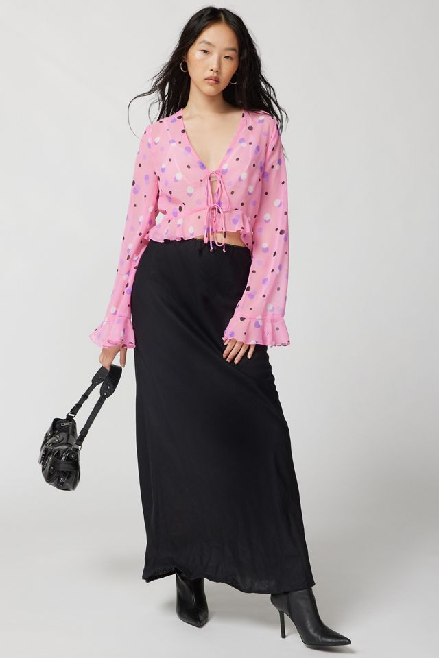 ReMADE By UO Remnants Tie Front Ruffle Blouse #1