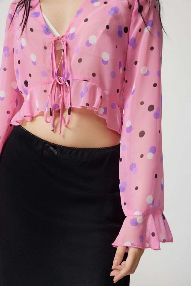 ReMADE By UO Remnants Tie Front Ruffle Blouse #2