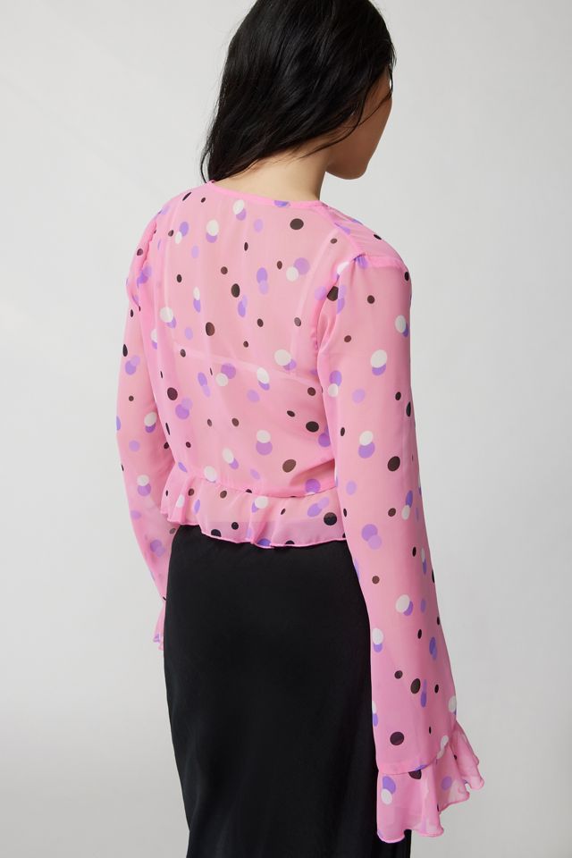 ReMADE By UO Remnants Tie Front Ruffle Blouse #3