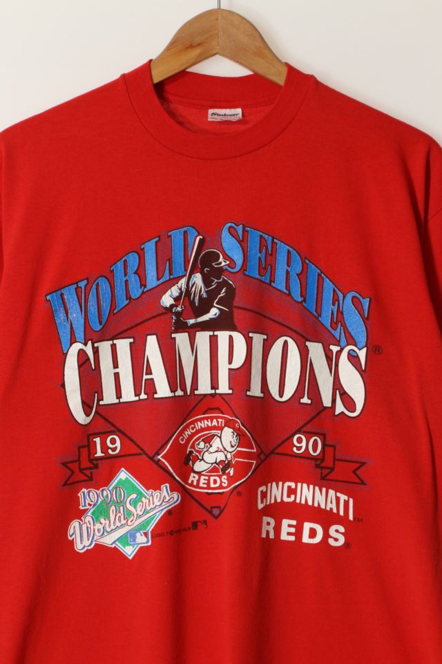 VINTAGE MLB CINCINNATI REDS WORLD CHAMPIONS TEE SHIRT 1990 SMALL MADE IN USA