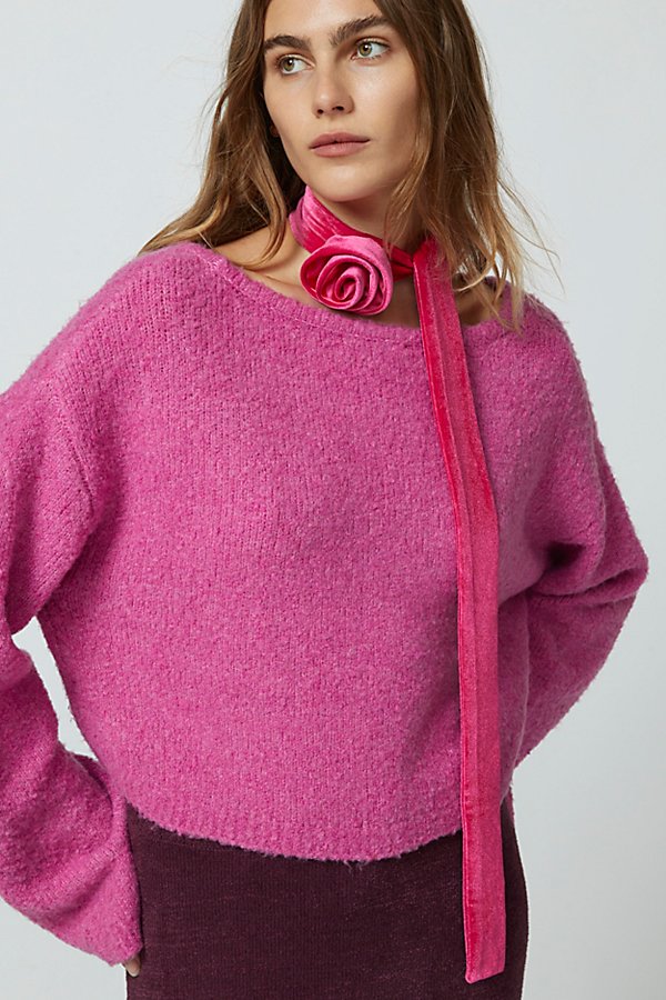 Urban Outfitters Velvet Rosette Sknny Scarf In Pink, Women's At