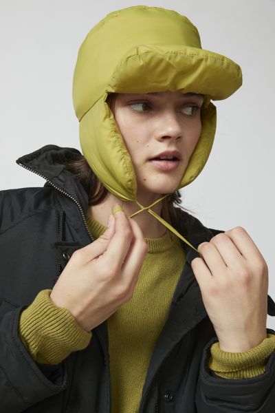 Urban Outfitters Puffer Trapper Hat In Chartreuse, Women's At