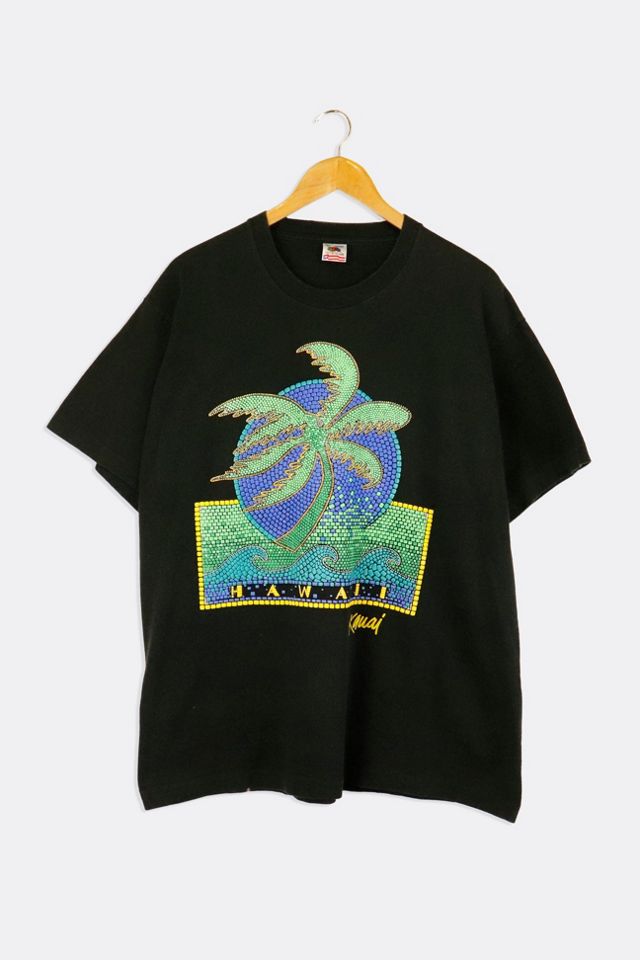 Vintage Kauai Hawaii Mosiac Palm Tree And Wave Vinyl T Shirt | Urban ...