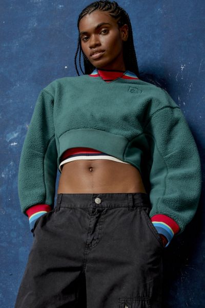 Bdg Collins Fleece Pullover Sweatshirt In Dark Green At Urban Outfitters